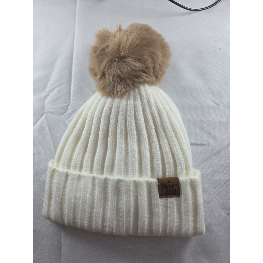 August Crown Unisex Double Layer Knit Winter Beanie Hat White New